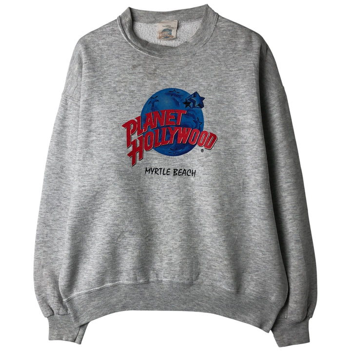 90'S Planet Hollywood Advertising Sweatshirt, Made in USA, Men's L, Vintage cotton pale white type Vintage Second Hand