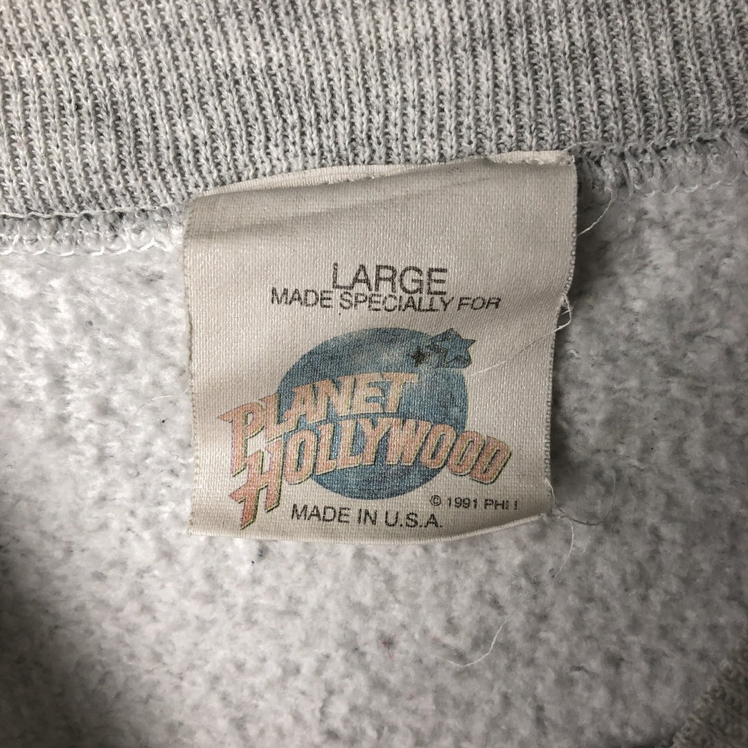 90'S Planet Hollywood Advertising Sweatshirt, Made in USA, Men's L, Vintage cotton pale white type Vintage Second Hand