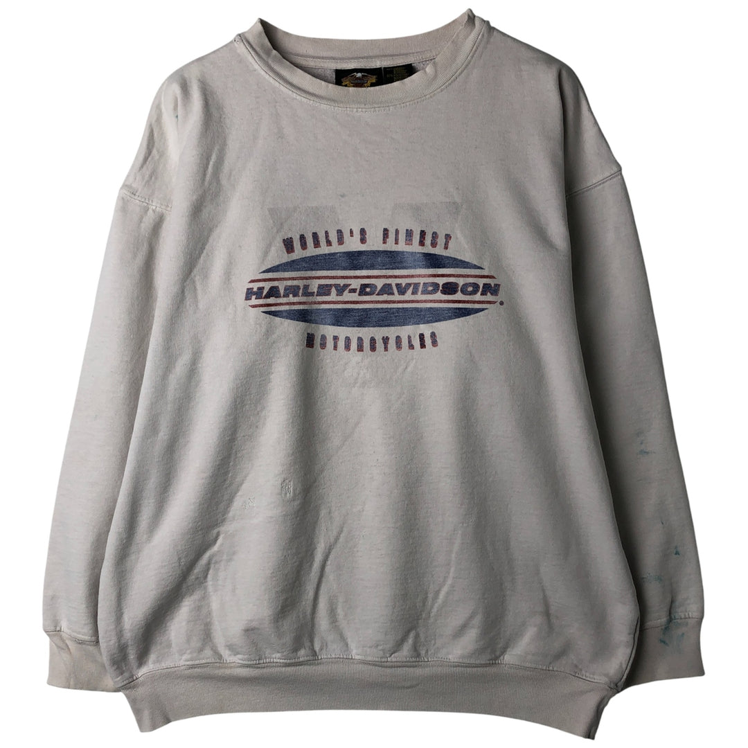 Harley-Davidson Advertising Sweatshirt, Made in USA, Men's Size L cotton Beige type Vintage Second Hand