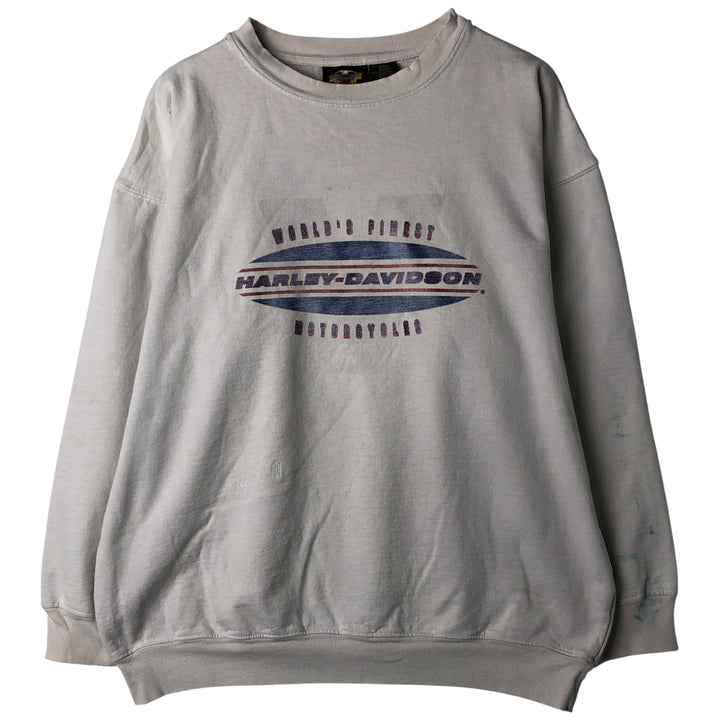 Harley-Davidson Advertising Sweatshirt, Made in USA, Men's Size L cotton Beige type Vintage Second Hand