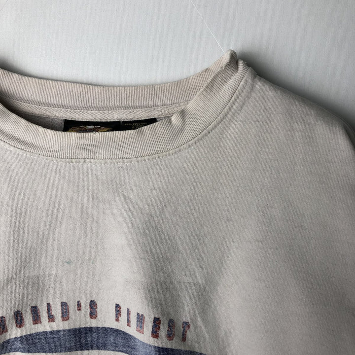 Harley-Davidson Advertising Sweatshirt, Made in USA, Men's Size L cotton Beige type Vintage Second Hand