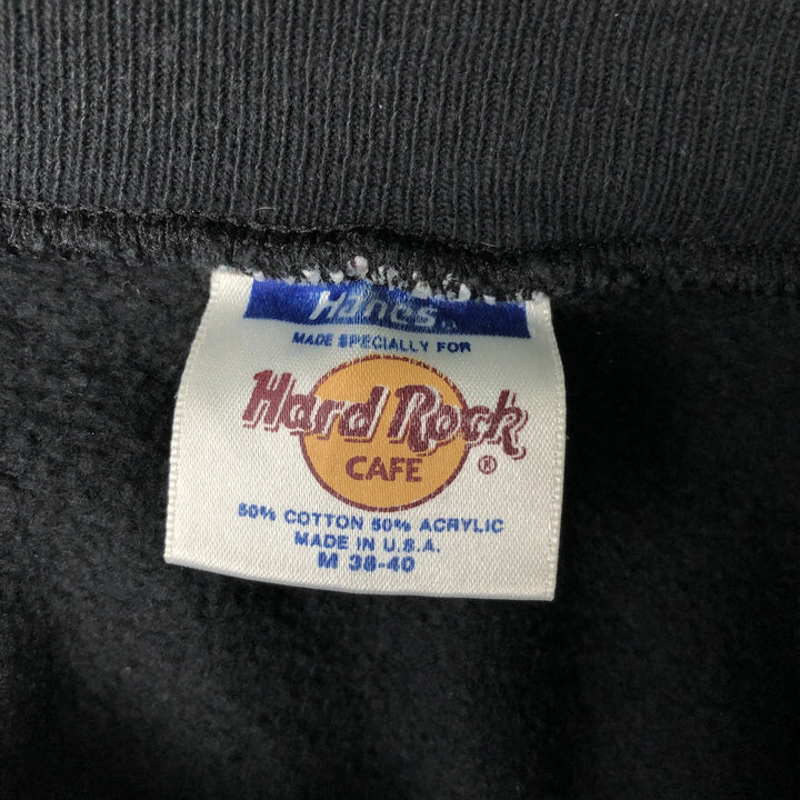 Vintage 90'S Hanes Hard Rock Cafe Advertising Sweatshirt, Made in USA, Men's Size Medium cotton black type Vintage Second Hand