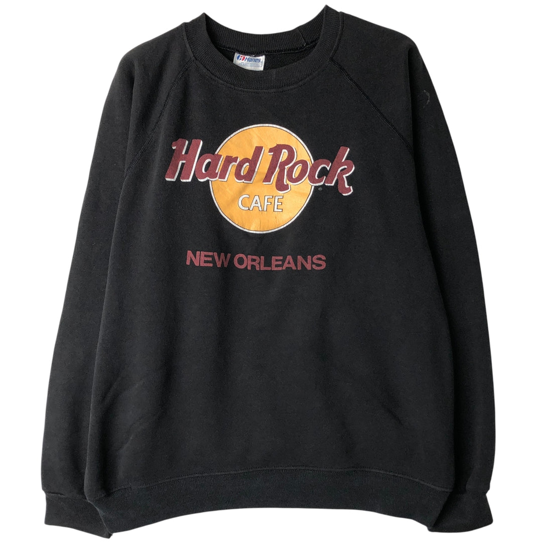 Vintage 1980'S Hanes Hard Rock Cafe Advertising Sweatshirt, Made in USA, Men's Size L cotton black type Vintage Second Hand