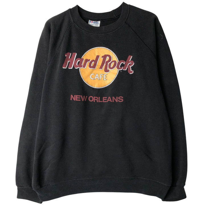 Vintage 1980'S Hanes Hard Rock Cafe Advertising Sweatshirt, Made in USA, Men's Size L cotton black type Vintage Second Hand