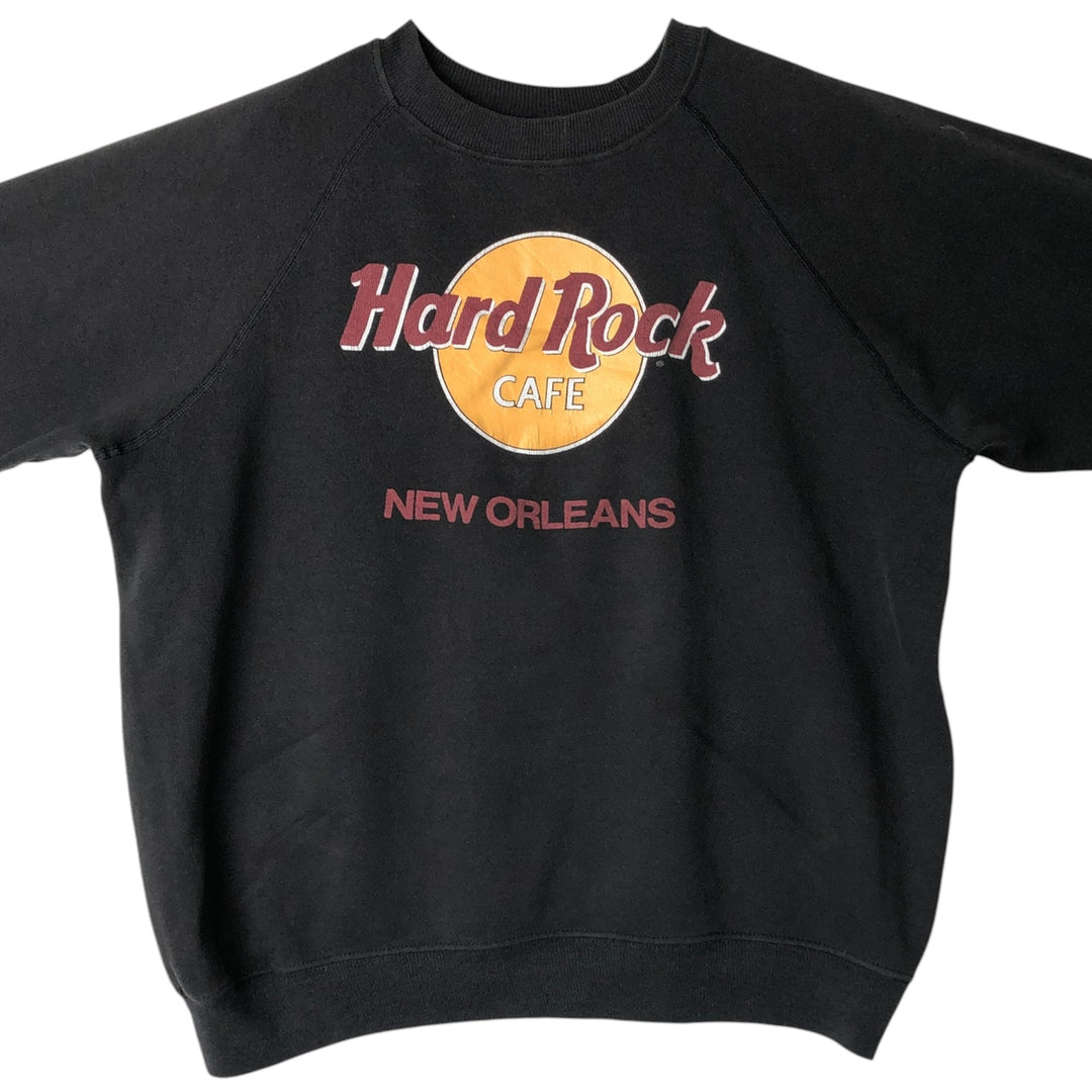 Vintage 1980'S Hanes Hard Rock Cafe Advertising Sweatshirt, Made in USA, Men's Size L cotton black type Vintage Second Hand
