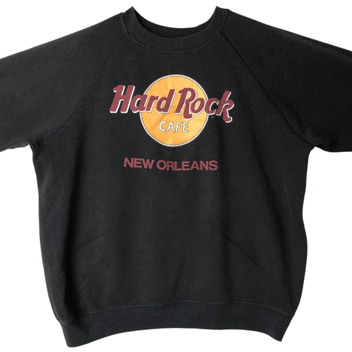 Vintage 1980'S Hanes Hard Rock Cafe Advertising Sweatshirt, Made in USA, Men's Size L cotton black type Vintage Second Hand