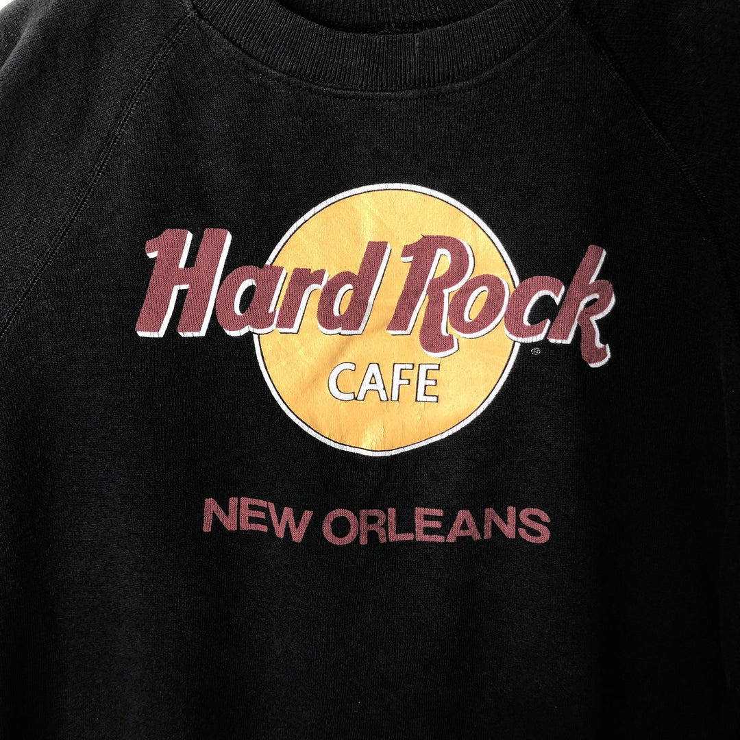 Vintage 1980'S Hanes Hard Rock Cafe Advertising Sweatshirt, Made in USA, Men's Size L cotton black type Vintage Second Hand