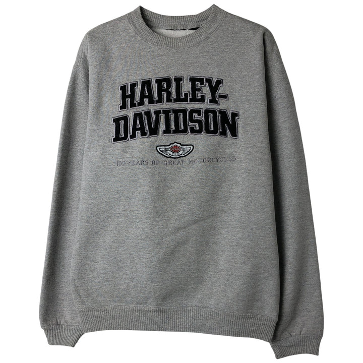Harley-Davidson Advertising Sweatshirt, Men's L size unclear gray type Vintage Second Hand
