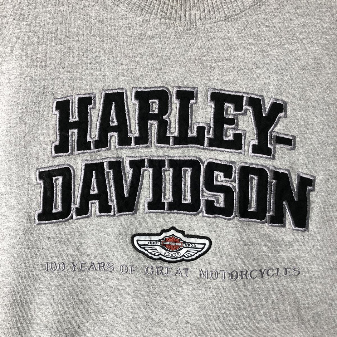 Harley-Davidson Advertising Sweatshirt, Men's L size unclear gray type Vintage Second Hand
