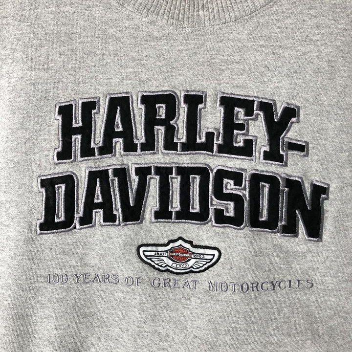 Harley-Davidson Advertising Sweatshirt, Men's L size unclear gray type Vintage Second Hand