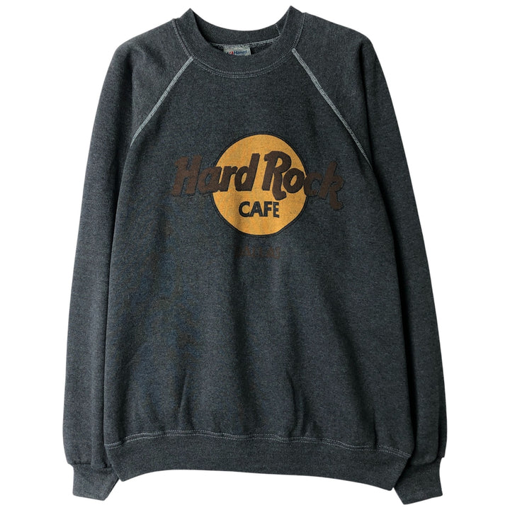Vintage 90'S Hanes Hard Rock Cafe Advertising Sweatshirt, Made in USA, Men's XL cotton Charcoal Vintage Second Hand