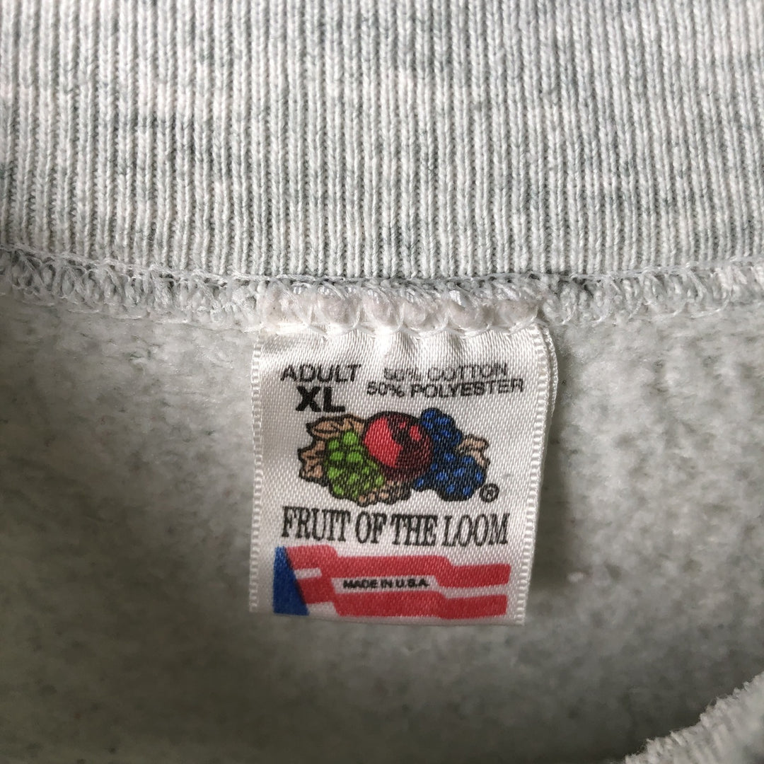 90'S Fruit of the Loom College Sweatshirt, Made in USA, Men's XL, Vintage cotton gray type Vintage Second Hand