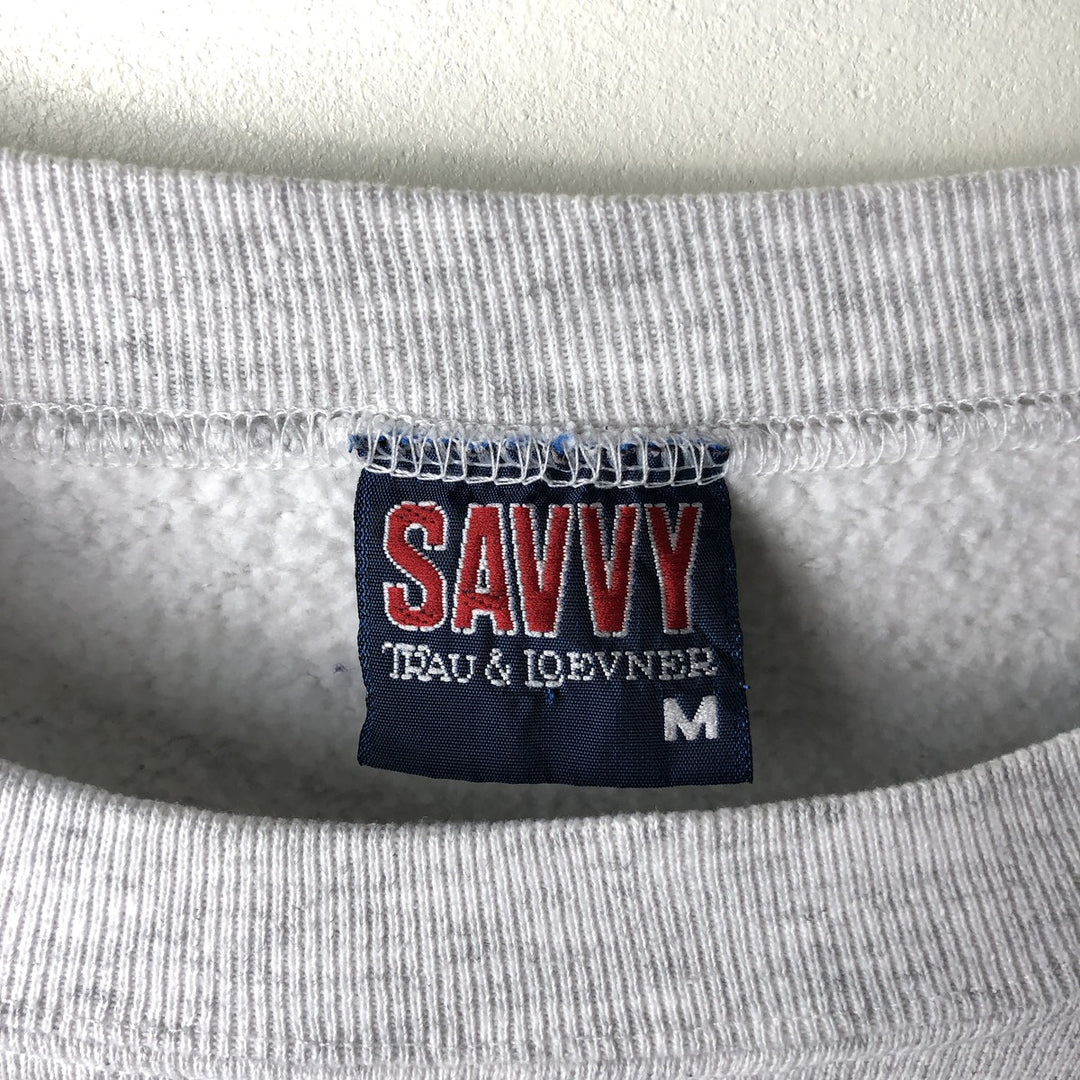 Vintage 90'S SAVVY college sweatshirt, made in the USA, size M, men's polyester gray type Vintage Second Hand