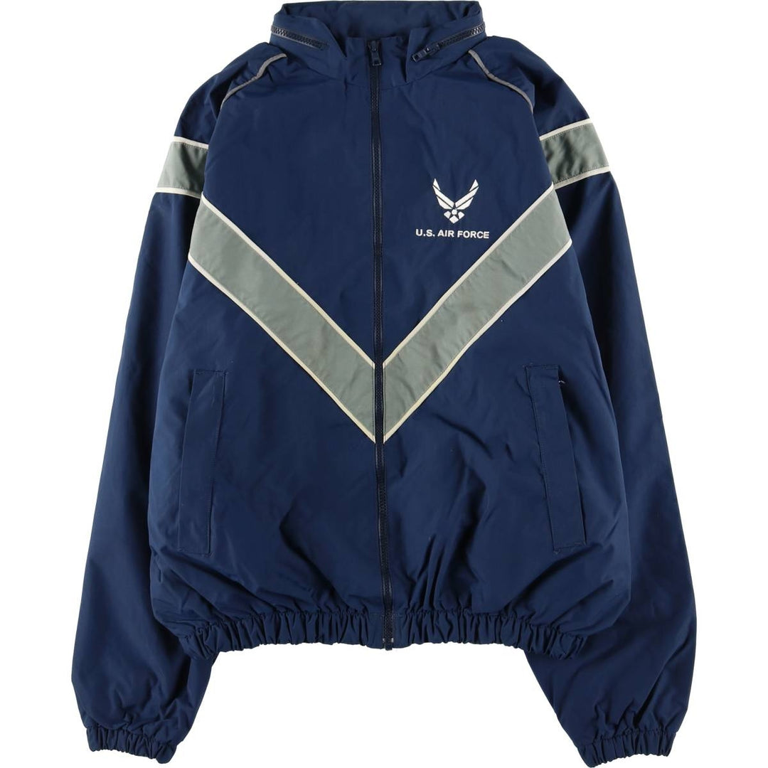 2000'S US Military SKILCRAFT PTU Training Jacket, Nylon, Made in USA, Medium Nylon navy blue type Vintage Second Hand