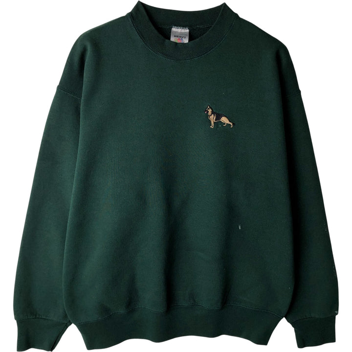 Fruit of the Loom Dog Print Animal Sweatshirt, Men's Size L cotton Green type dark green Vintage Second Hand