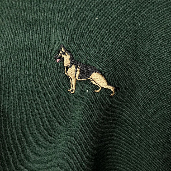 Fruit of the Loom Dog Print Animal Sweatshirt, Men's Size L cotton Green type dark green Vintage Second Hand