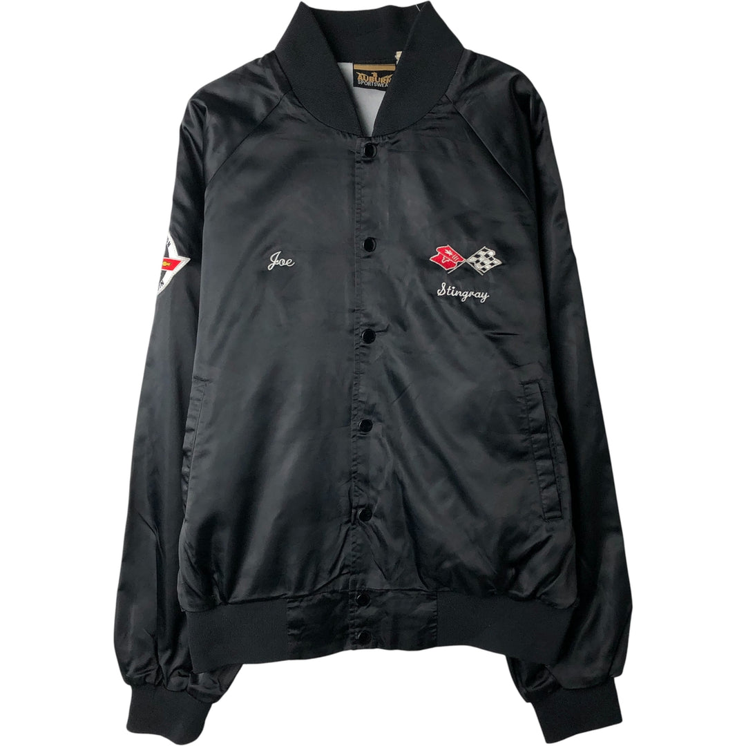 90'S Auburn Chevrolet Nylon Varsity Jacket, Men's Size L Nylon black type Vintage Second Hand