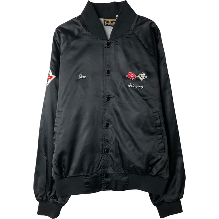 90'S Auburn Chevrolet Nylon Varsity Jacket, Men's Size L Nylon black type Vintage Second Hand