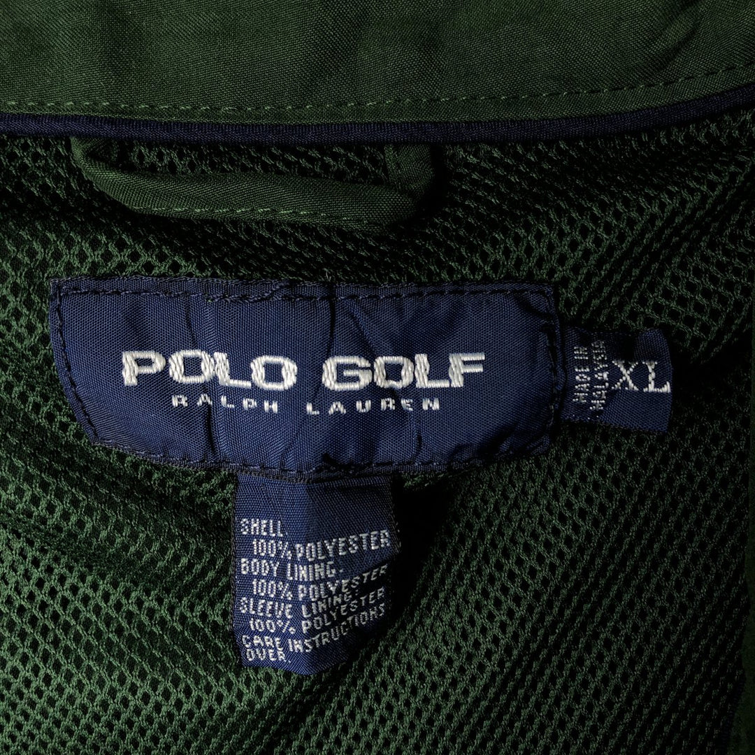 90s-00'S Ralph Lauren POLO GOLF windbreaker, men's size XL polyester Green type dark green Vintage Second Hand
