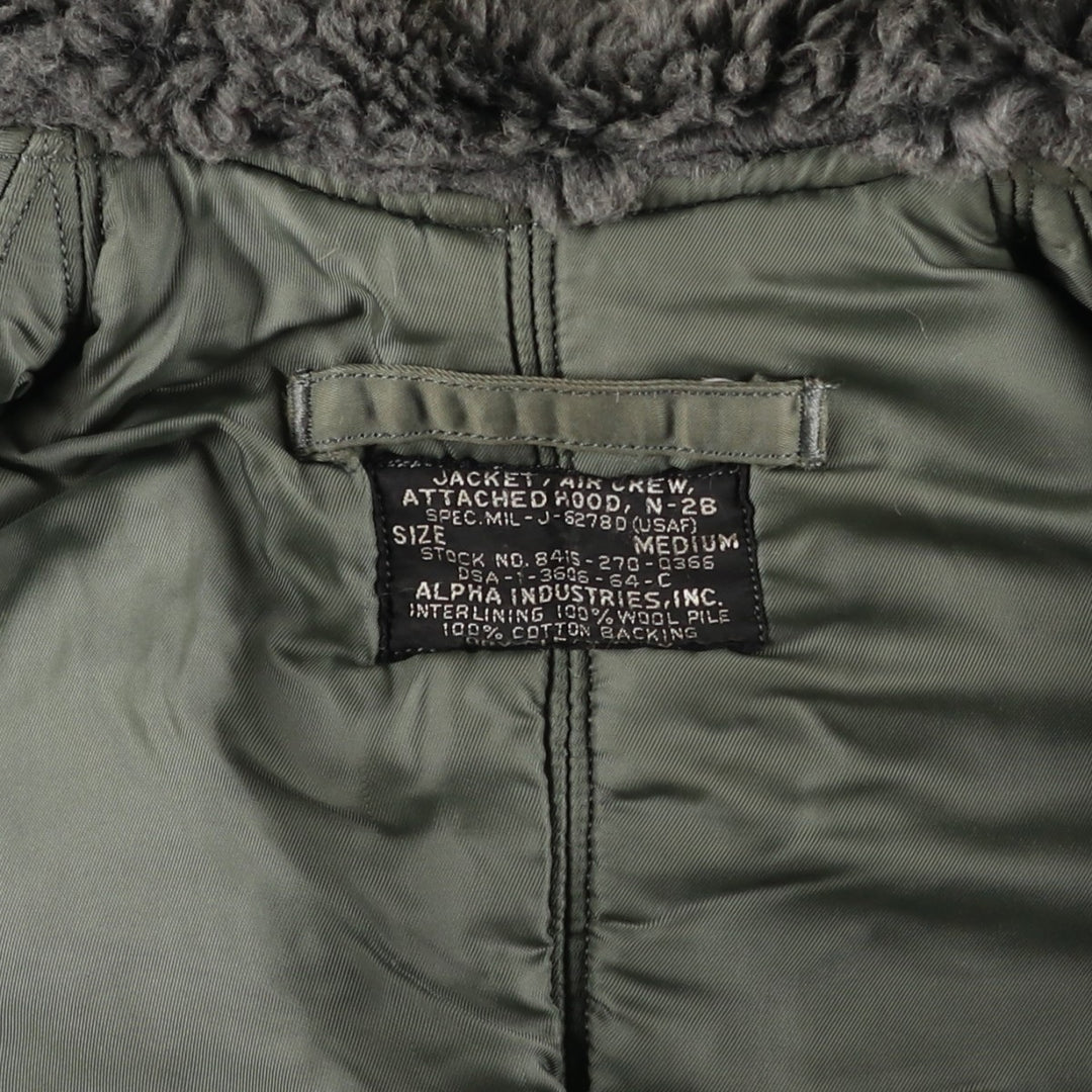 Special Price: Authentic 1960'S US Military Alpha N-2B Flight Jacket with Black Tag, Coyote Fur and Padded, Men's Size Medium others Khaki type Vintage Second Hand