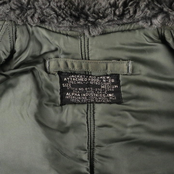 Special Price: Authentic 1960'S US Military Alpha N-2B Flight Jacket with Black Tag, Coyote Fur and Padded, Men's Size Medium others Khaki type Vintage Second Hand