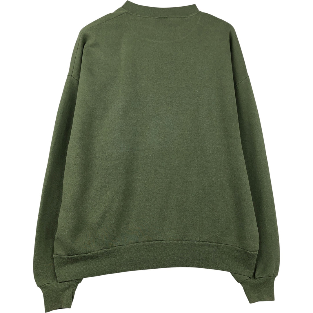 80s-90'S Jerzees Printed Sweatshirt, Made in USA, Men's Size XL cotton Khaki type Vintage Second Hand