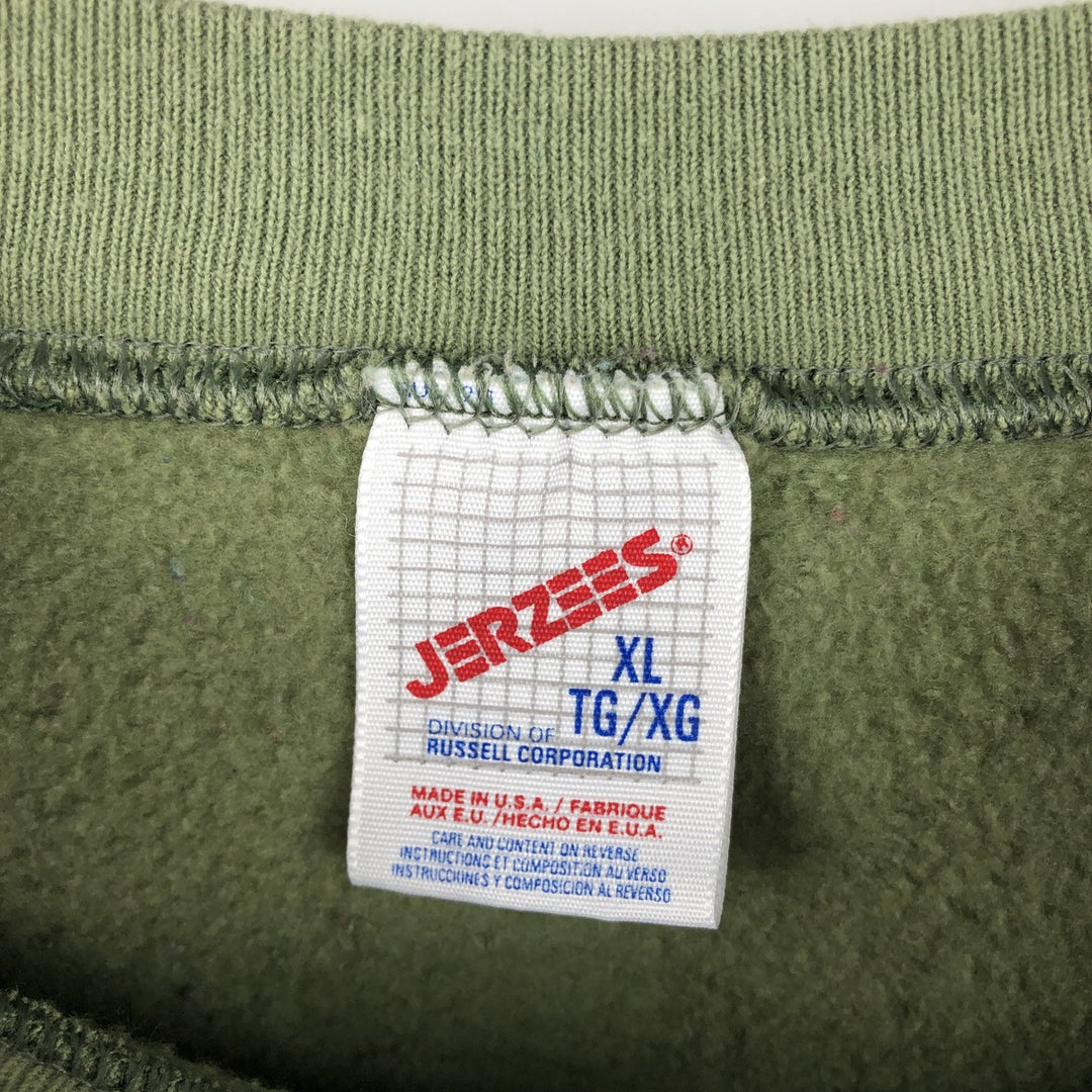 80s-90'S Jerzees Printed Sweatshirt, Made in USA, Men's Size XL cotton Khaki type Vintage Second Hand