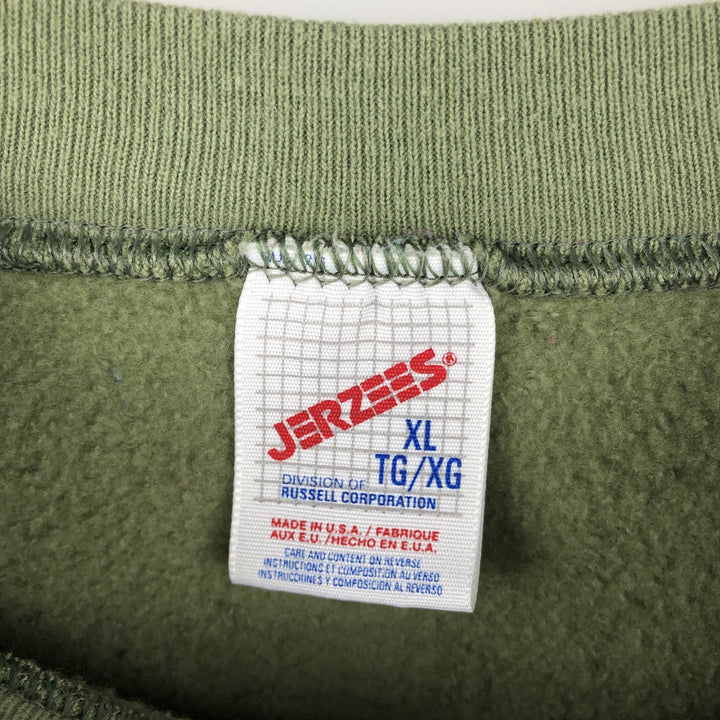 80s-90'S Jerzees Printed Sweatshirt, Made in USA, Men's Size XL cotton Khaki type Vintage Second Hand
