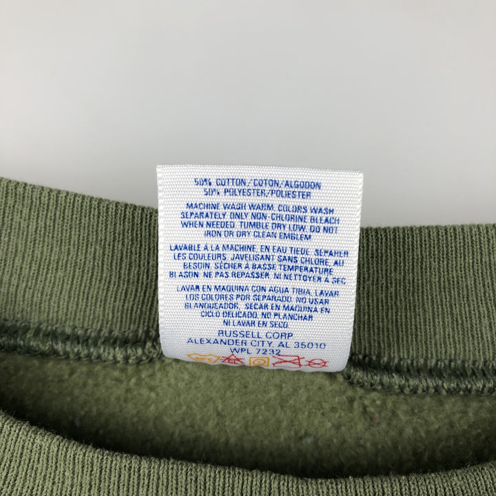 80s-90'S Jerzees Printed Sweatshirt, Made in USA, Men's Size XL cotton Khaki type Vintage Second Hand
