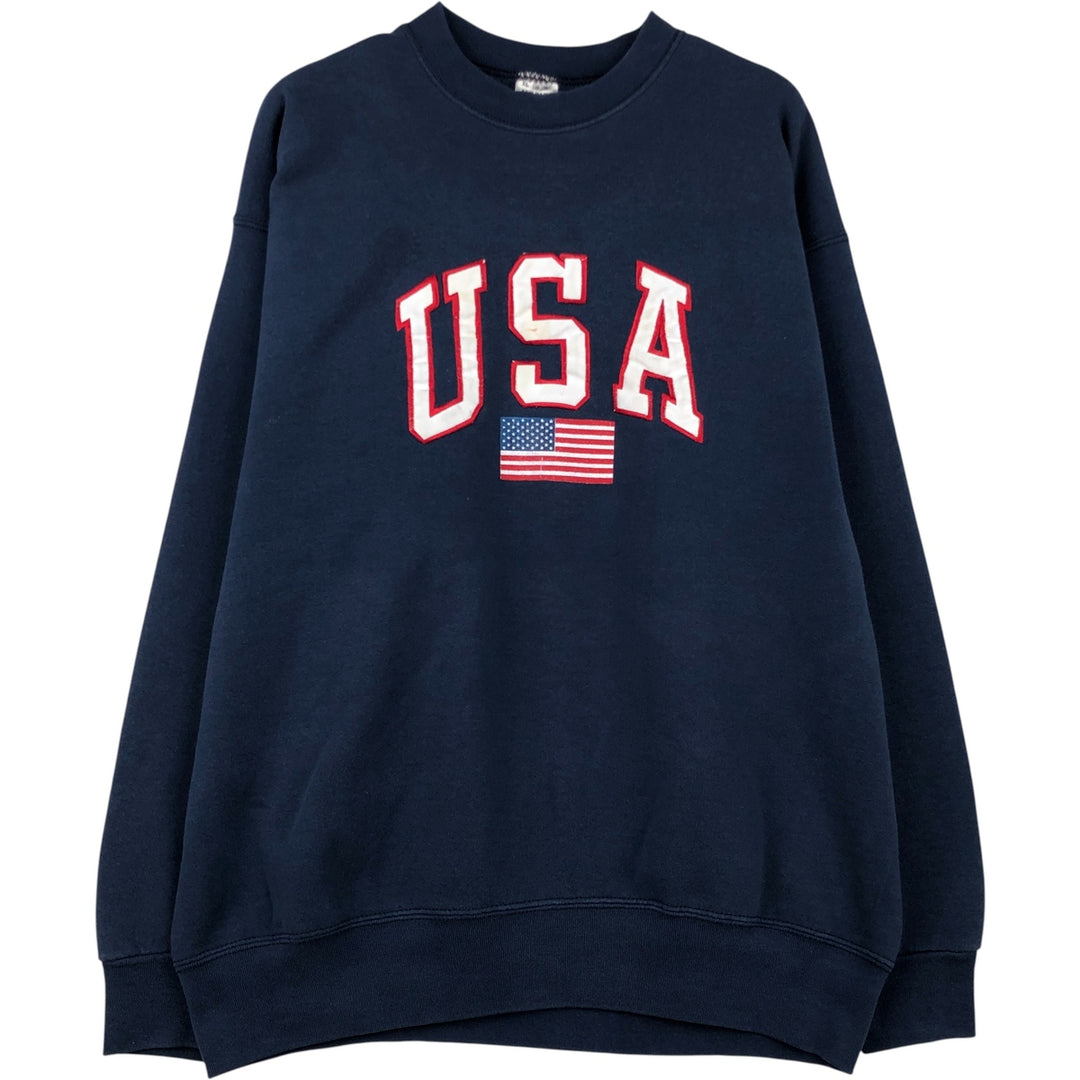Vintage 90'S Fruit of the Loom Heavy Stars and Stripes Sweatshirt, Made in USA, Men's Size XL cotton navy blue type Vintage Second Hand