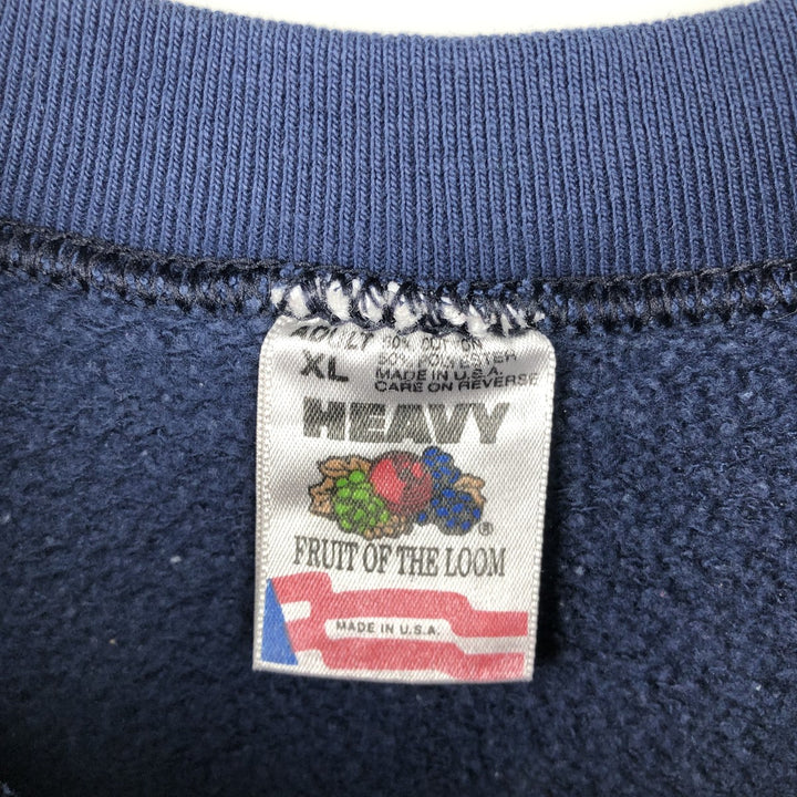 Vintage 90'S Fruit of the Loom Heavy Stars and Stripes Sweatshirt, Made in USA, Men's Size XL cotton navy blue type Vintage Second Hand