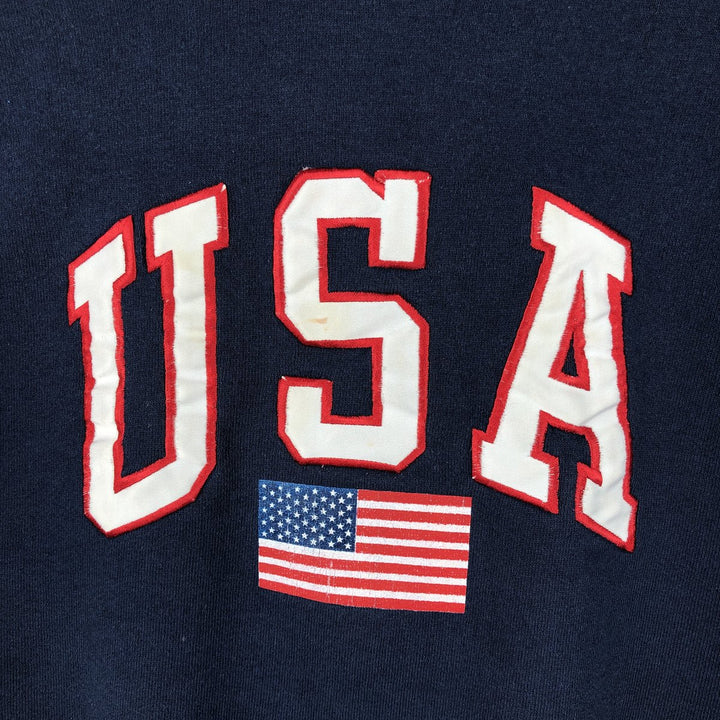 Vintage 90'S Fruit of the Loom Heavy Stars and Stripes Sweatshirt, Made in USA, Men's Size XL cotton navy blue type Vintage Second Hand