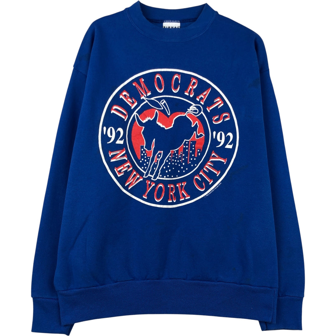 Vintage '90'S SIGNAL SPORTS printed sweatshirt, made in the USA, size L, men's cotton blue type Vintage Second Hand
