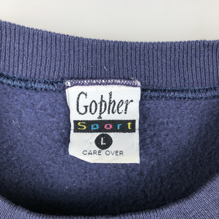 Vintage 90'S Gopher Sport printed sweatshirt, made in the USA, size L, men's cotton navy blue type Vintage Second Hand
