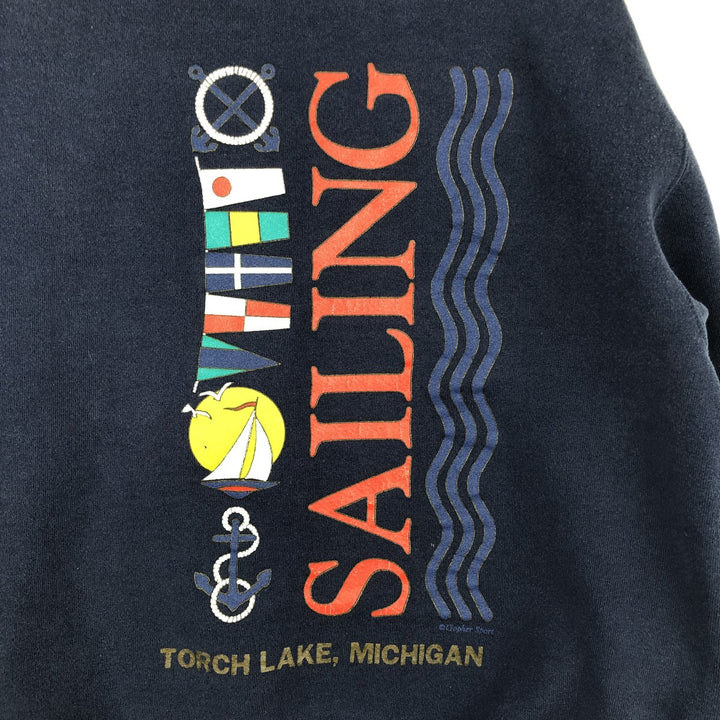 Vintage 90'S Gopher Sport printed sweatshirt, made in the USA, size L, men's cotton navy blue type Vintage Second Hand