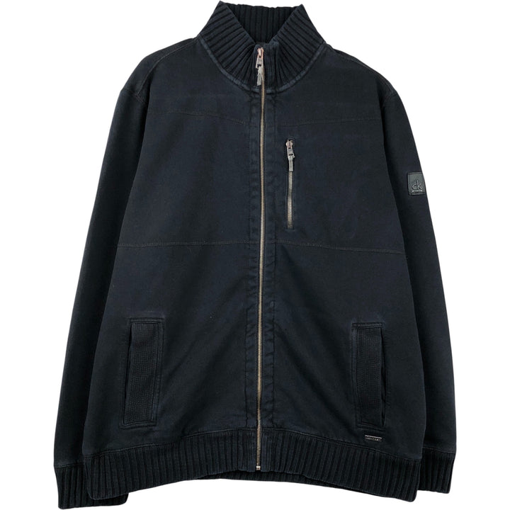 90s-00'S Vintage Calvin Klein Full-Zip Sweatshirt, Men's Size XL cotton navy blue type Vintage Second Hand