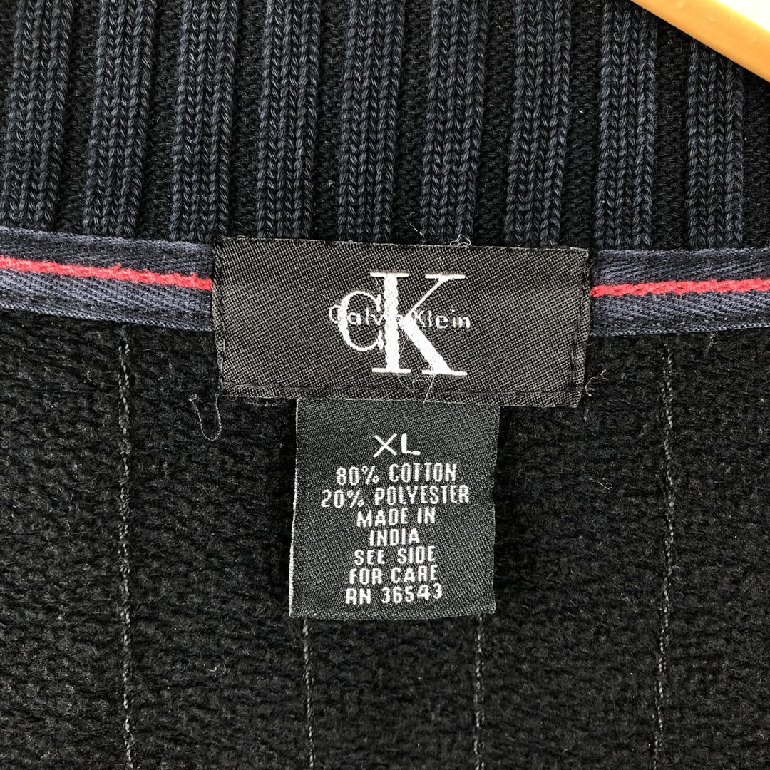 90s-00'S Vintage Calvin Klein Full-Zip Sweatshirt, Men's Size XL cotton navy blue type Vintage Second Hand