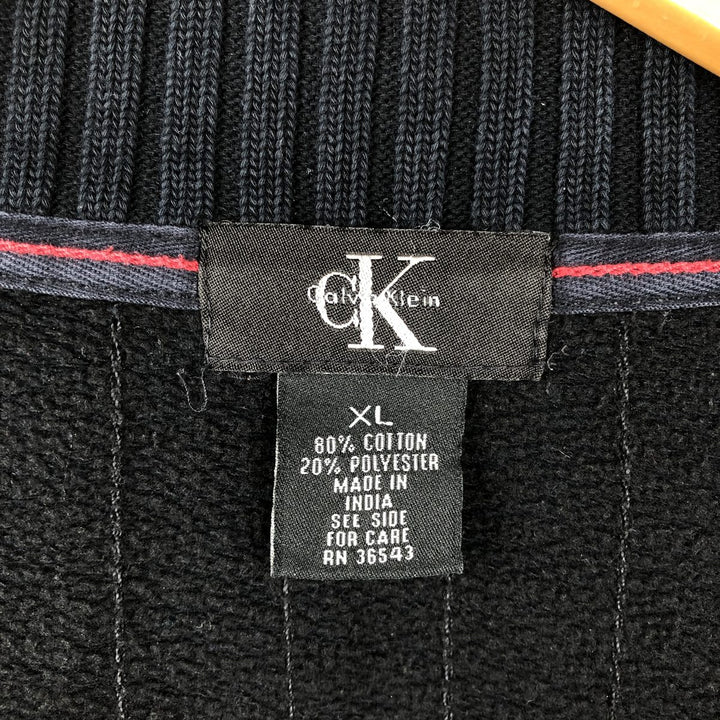90s-00'S Vintage Calvin Klein Full-Zip Sweatshirt, Men's Size XL cotton navy blue type Vintage Second Hand