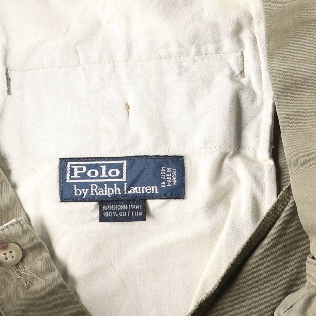 Ralph Lauren POLO by Ralph Lauren ANDREW PANT Two-pleat chino pants for men, equivalent to W31 cotton Khaki type Vintage Second Hand