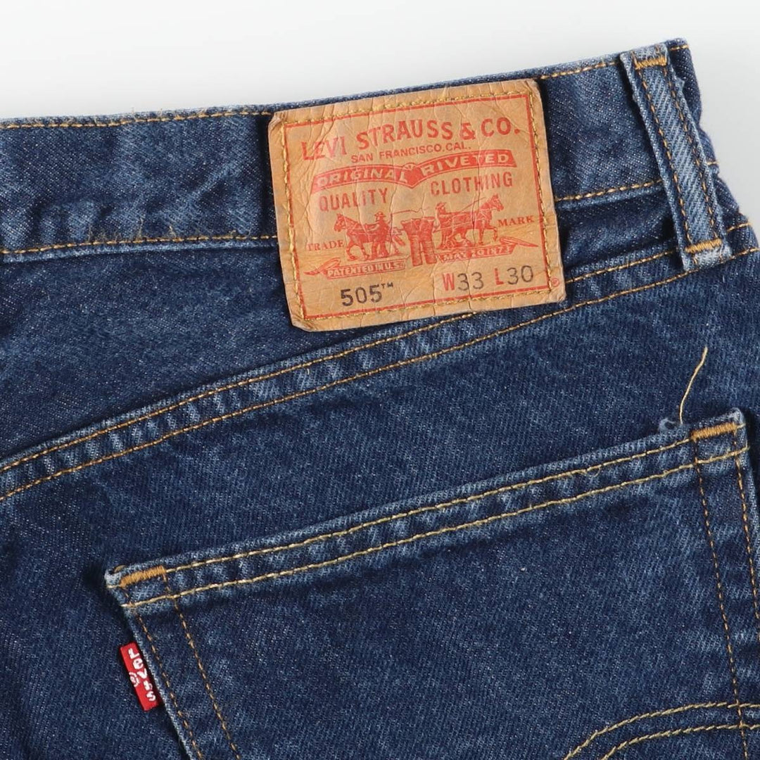 Levi's 505 tapered denim pants for men, size W34 cotton blue type Vintage Second Hand