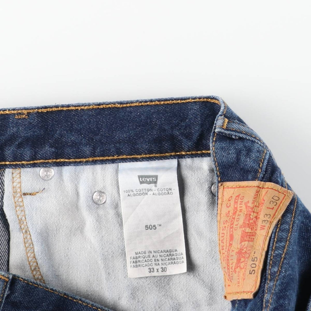Levi's 505 tapered denim pants for men, size W34 cotton blue type Vintage Second Hand