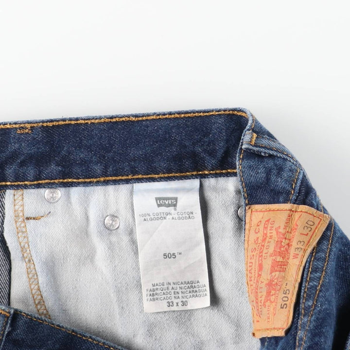 Levi's 505 tapered denim pants for men, size W34 cotton blue type Vintage Second Hand