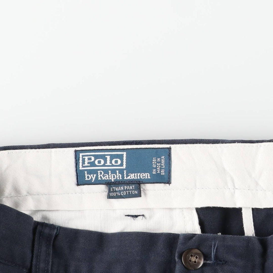 Ralph Lauren POLO by Ralph Lauren ETHAN PANT Two-pleat chino pants for men, size W36 cotton navy blue type Vintage Second Hand