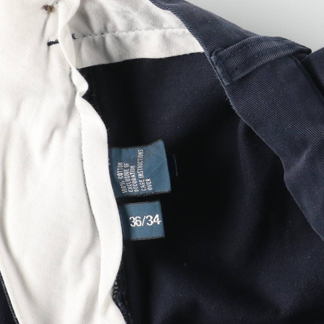 Ralph Lauren POLO by Ralph Lauren ETHAN PANT Two-pleat chino pants for men, size W36 cotton navy blue type Vintage Second Hand