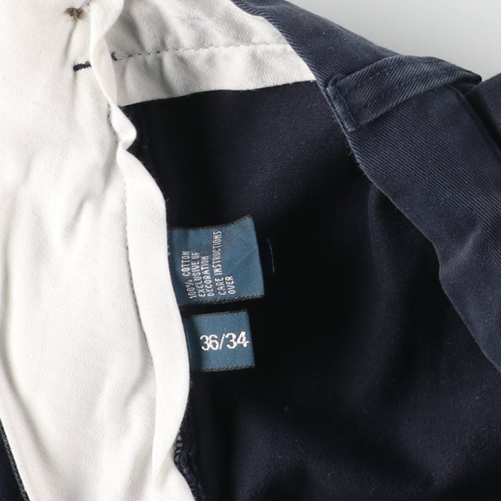 Ralph Lauren POLO by Ralph Lauren ETHAN PANT Two-pleat chino pants for men, size W36 cotton navy blue type Vintage Second Hand