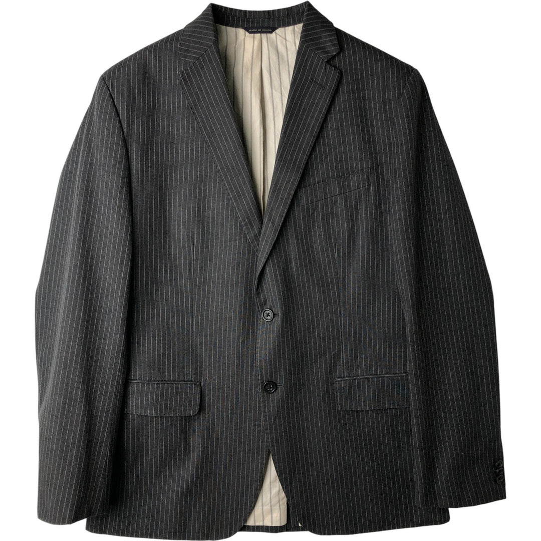 2000'S Banana Republic Tailored Fit Striped Cotton Tailored Jacket, Men's Size Medium cotton gray type Vintage Second Hand