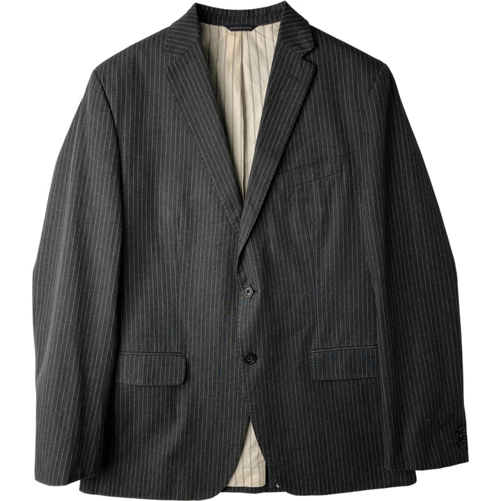 2000'S Banana Republic Tailored Fit Striped Cotton Tailored Jacket, Men's Size Medium cotton gray type Vintage Second Hand