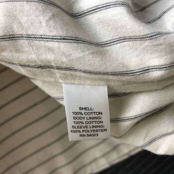 2000'S Banana Republic Tailored Fit Striped Cotton Tailored Jacket, Men's Size Medium cotton gray type Vintage Second Hand
