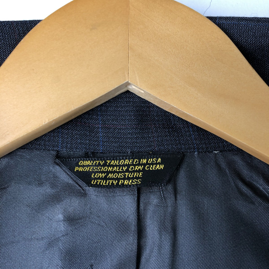 Palm Beach Check Pattern Blazer, Tailored Jacket, Made in USA, Men's Size Medium unclear Charcoal Vintage Second Hand