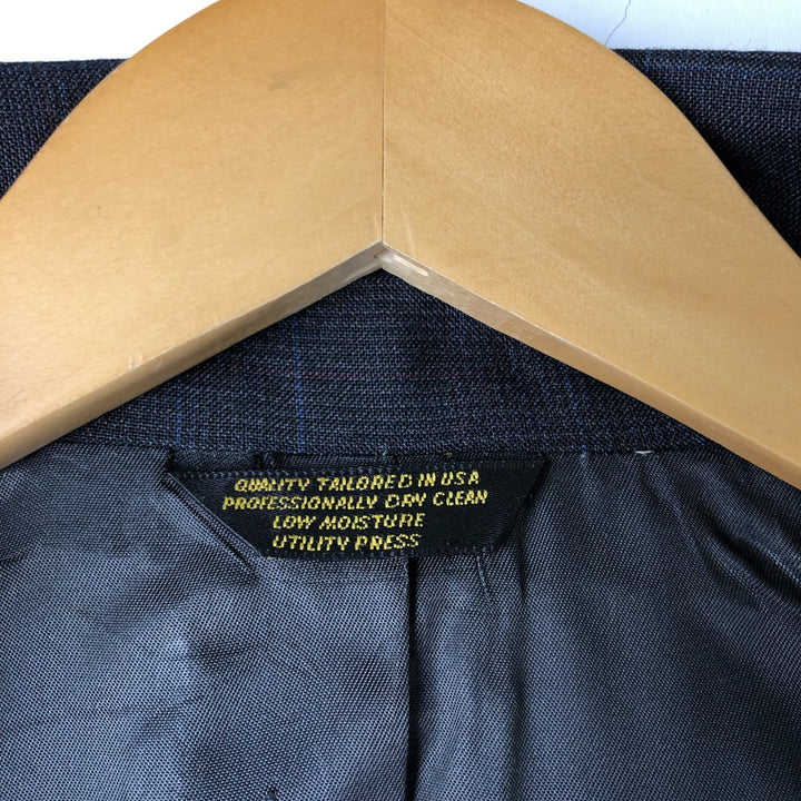 Palm Beach Check Pattern Blazer, Tailored Jacket, Made in USA, Men's Size Medium unclear Charcoal Vintage Second Hand